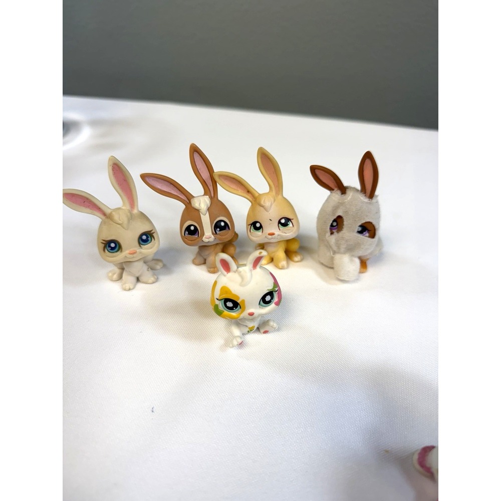 Hasbro Littlest Pet Shop Bunny Rabbit Lot 5pc Vintage Flocked Magnet G2 LPS